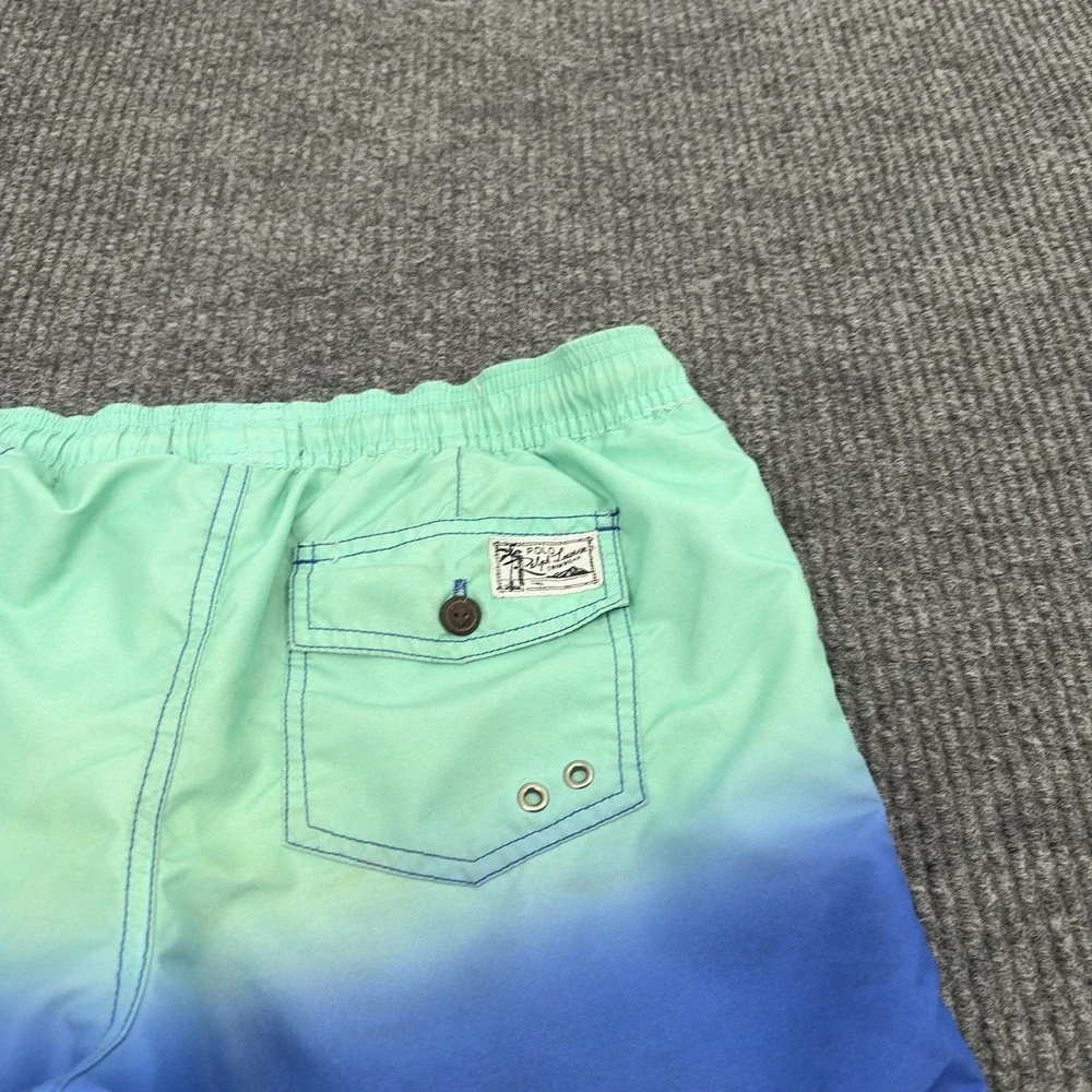 Polo Ralph Lauren Swim Shorts Boy M Blue Green Polyester Ombre Beach Surf Summer